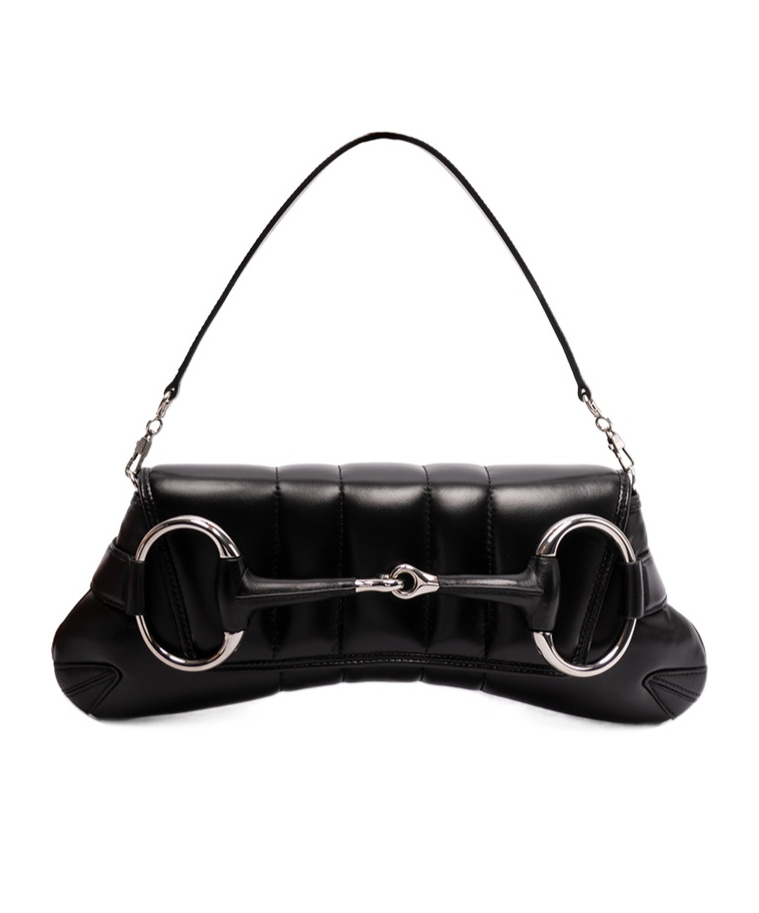 Gucci Medium Horsebit Chain Quilted Bag In Black