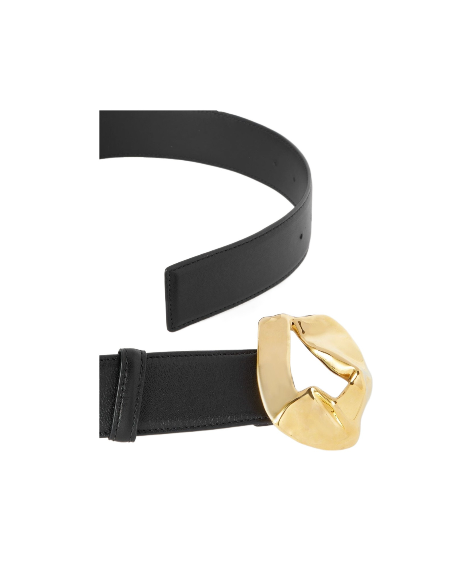 Bottega Veneta Abstract Buckle Leather Belt In Black