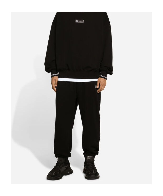 Dolce & Gabbana Logo-waistband Drawstring Track Pants In Black