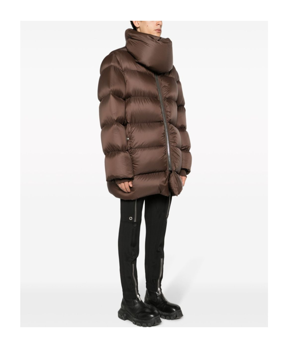 Rick Owens Funnel-neck Padded Coat In Brown