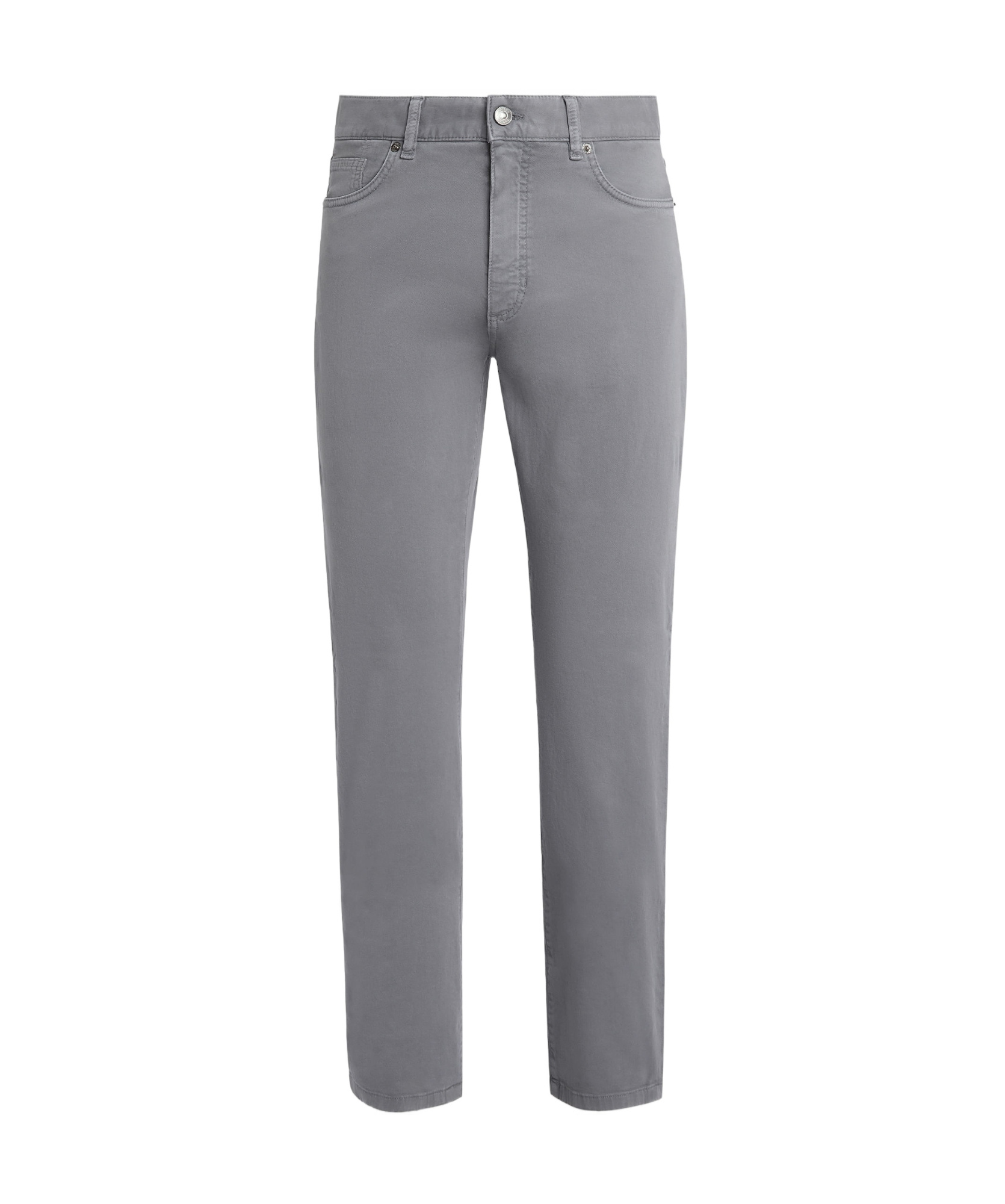 Shop Zegna Garment-dyed Tapered Jeans In Gray
