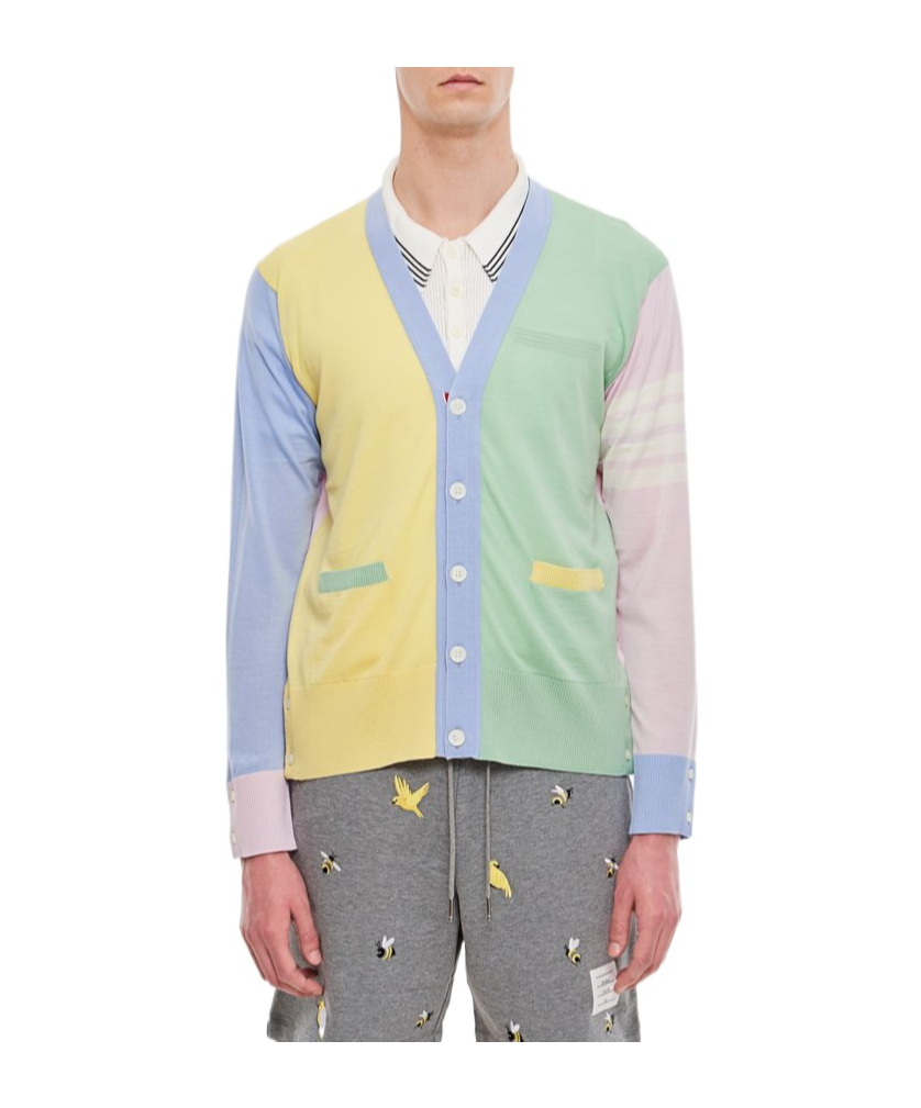 THOM BROWNE MULTI-PANEL BUTTON-FASTENING CARDIGAN