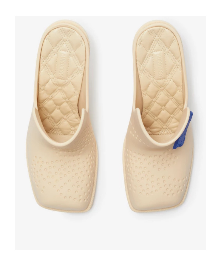 Burberry Highland Equestrian Knight Square-toe Mules In Nude