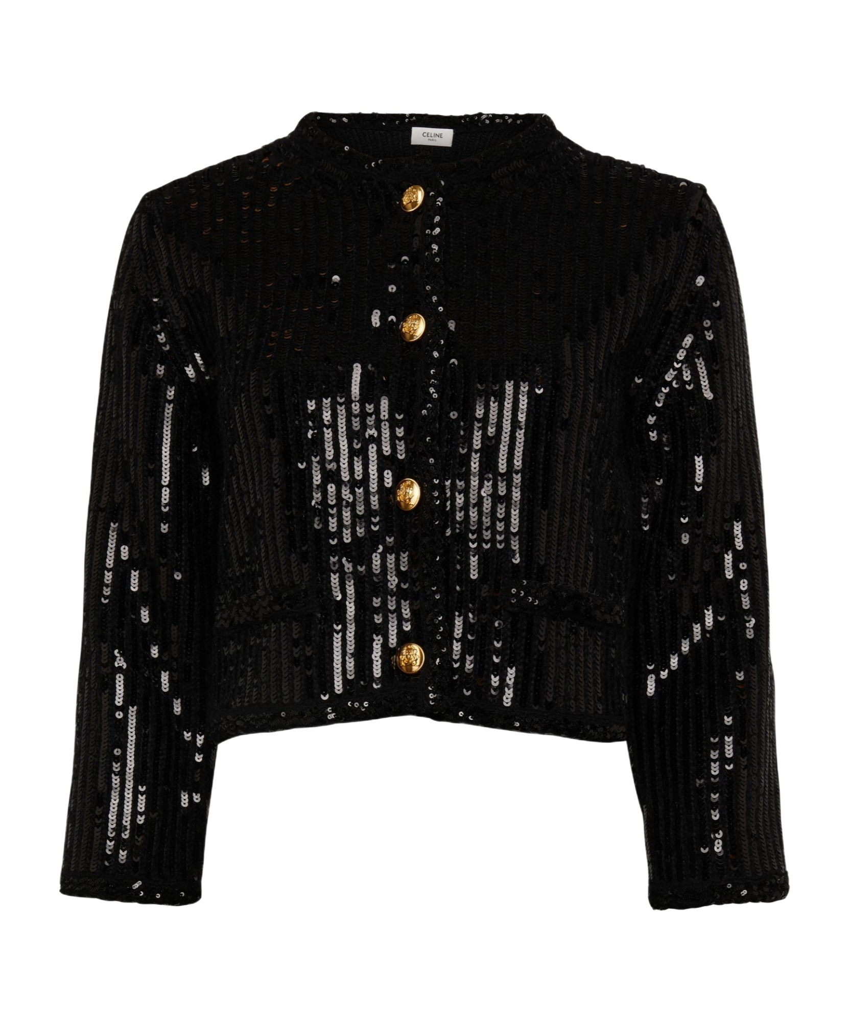 Celine Embroidered Cardigan In Ribbed Mohair In Black