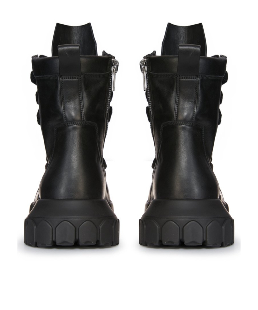 Rick Owens Chunky Lace-up Leather Boots With Tractor Sole In Black