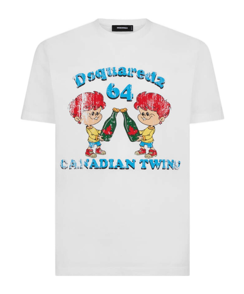 Dsquared2 T-shirt With Canadian Twins Print In White