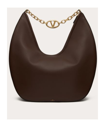 Valentino Maxi Vlogo Moon Shoulder Bag In Black