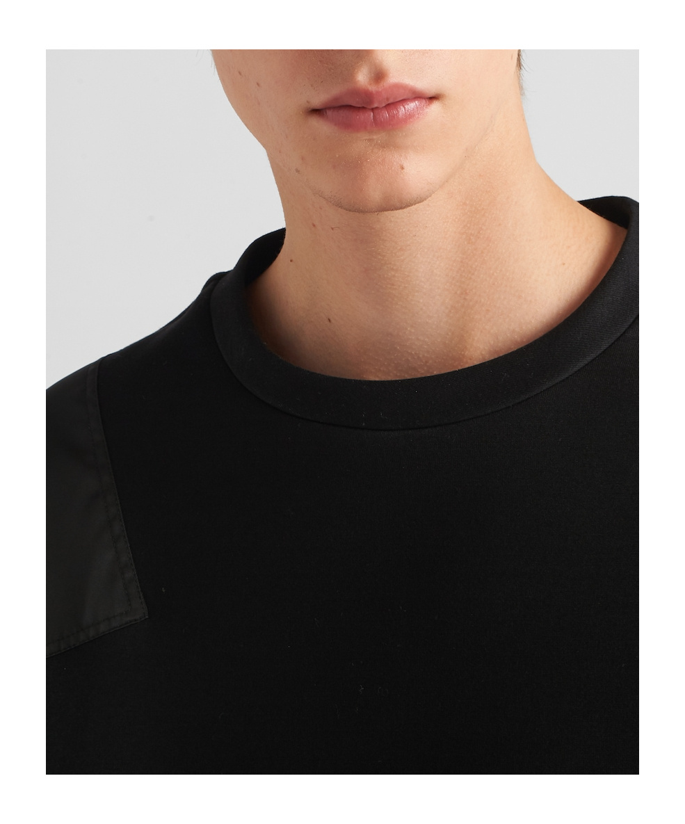 Prada Cotton Sweatshirt With Re-nylon Details In Black