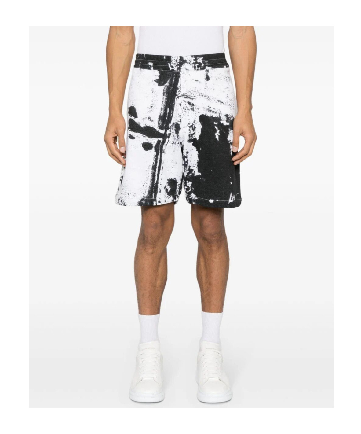 Alexander Mcqueen All Over Print Bermuda Shorts In White
