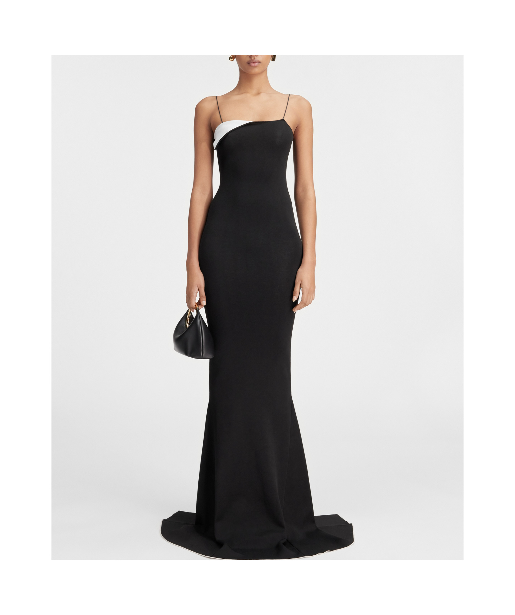 Jacquemus La Robe Aro Contrast Gown In Black