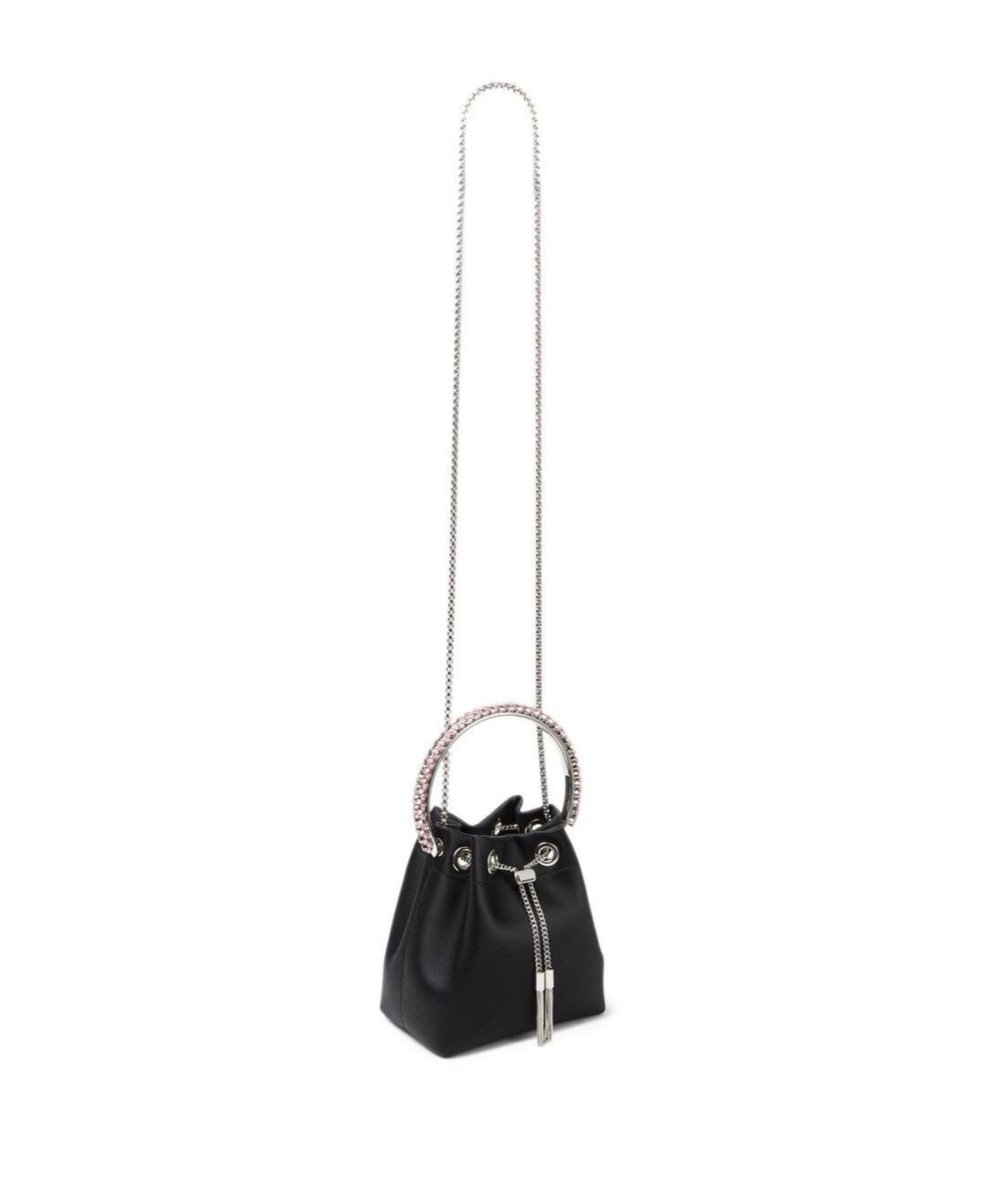 Shop Jimmy Choo Crystal Decorated Bucket Shoulder Bag In Black