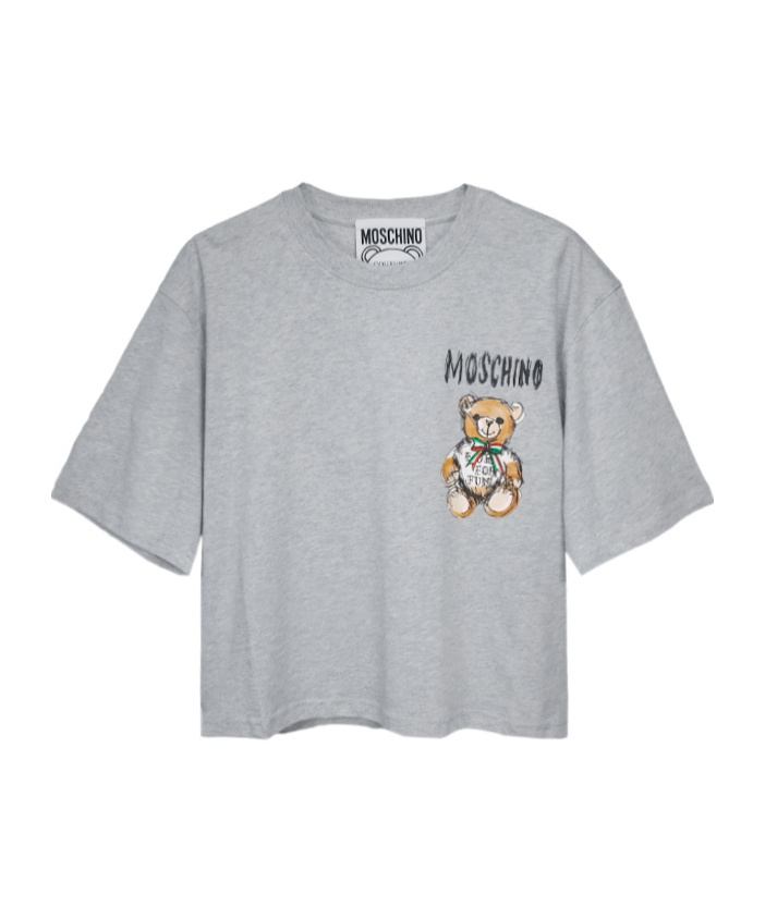 Moschino Logo Logo Short-sleeved T-shirt In Gray