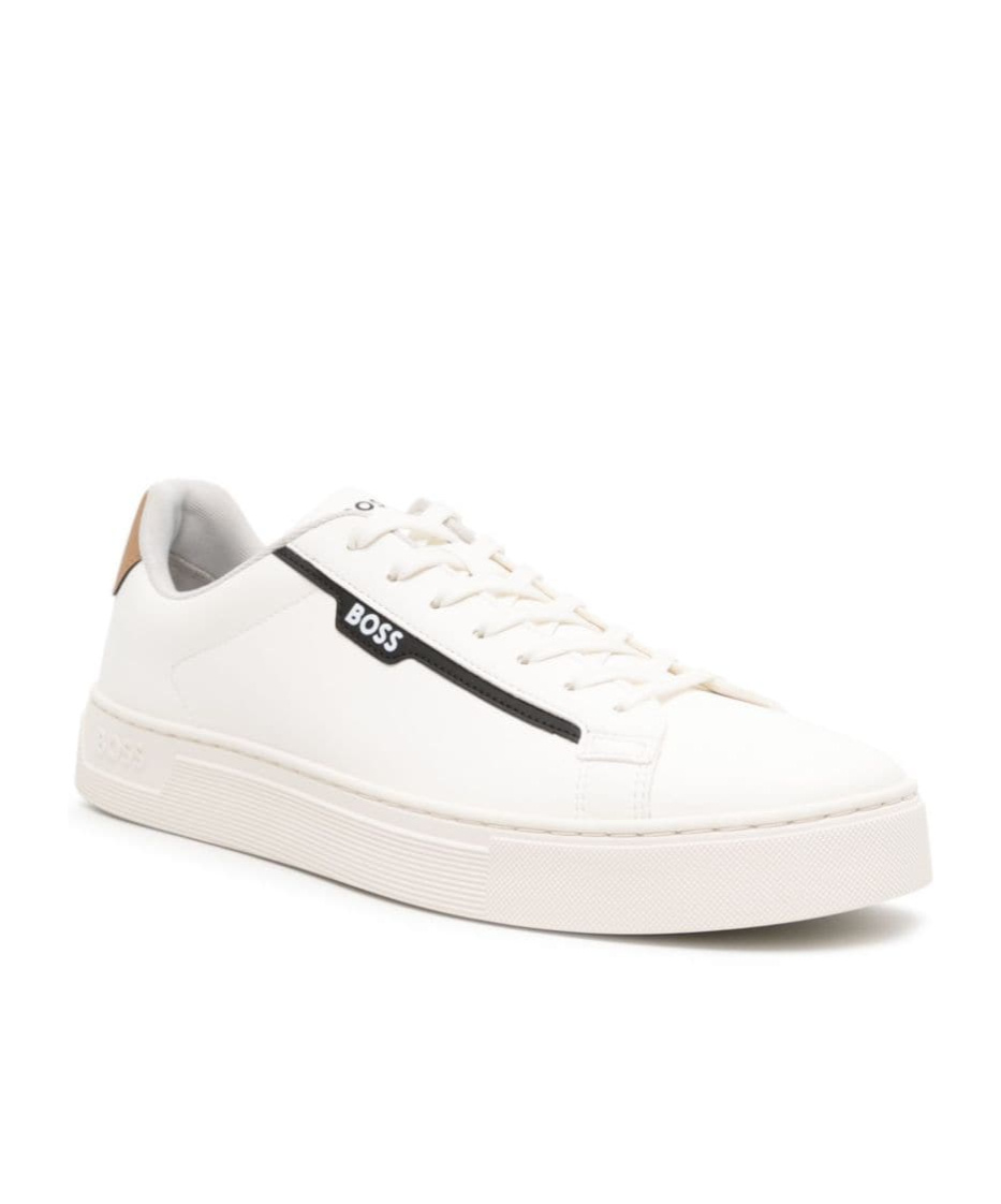 Hugo Boss Rhys Tenn Lace-up Leather Sneakers In White