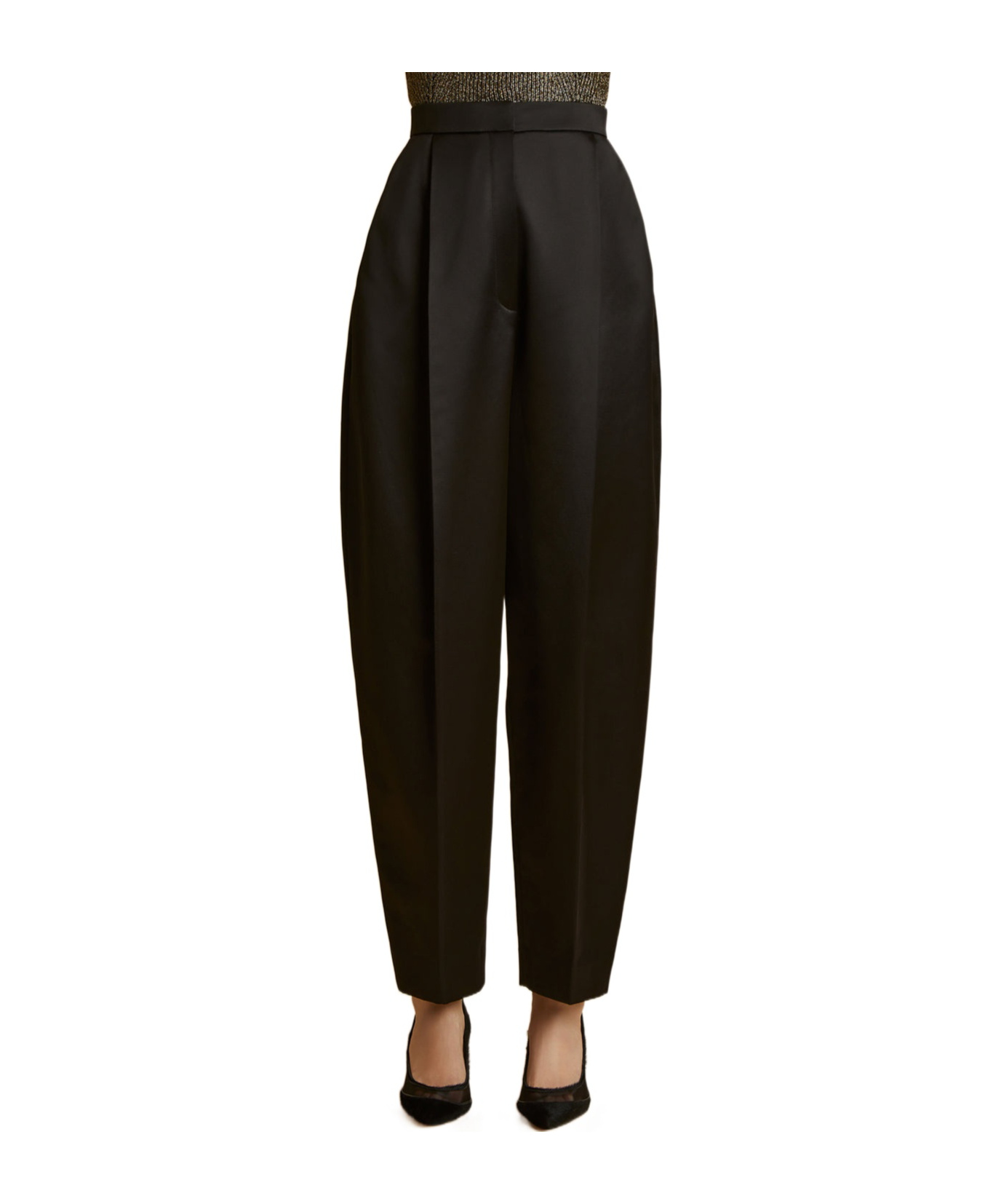 Khaite Front Pleated Trousers In Black