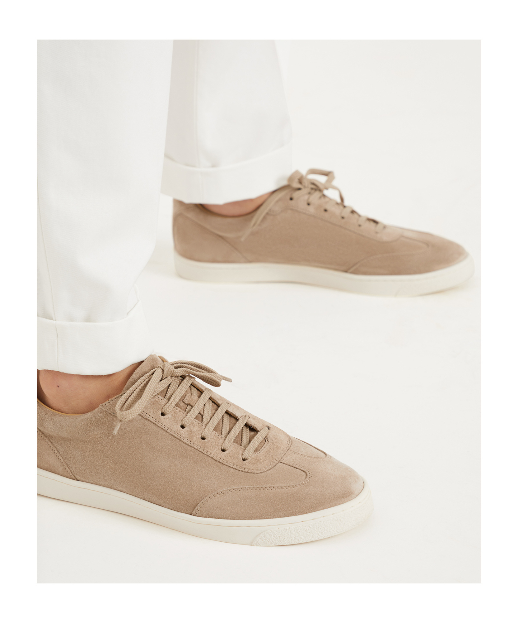 Brunello Cucinelli Suede Low-top Sneakers In Nude