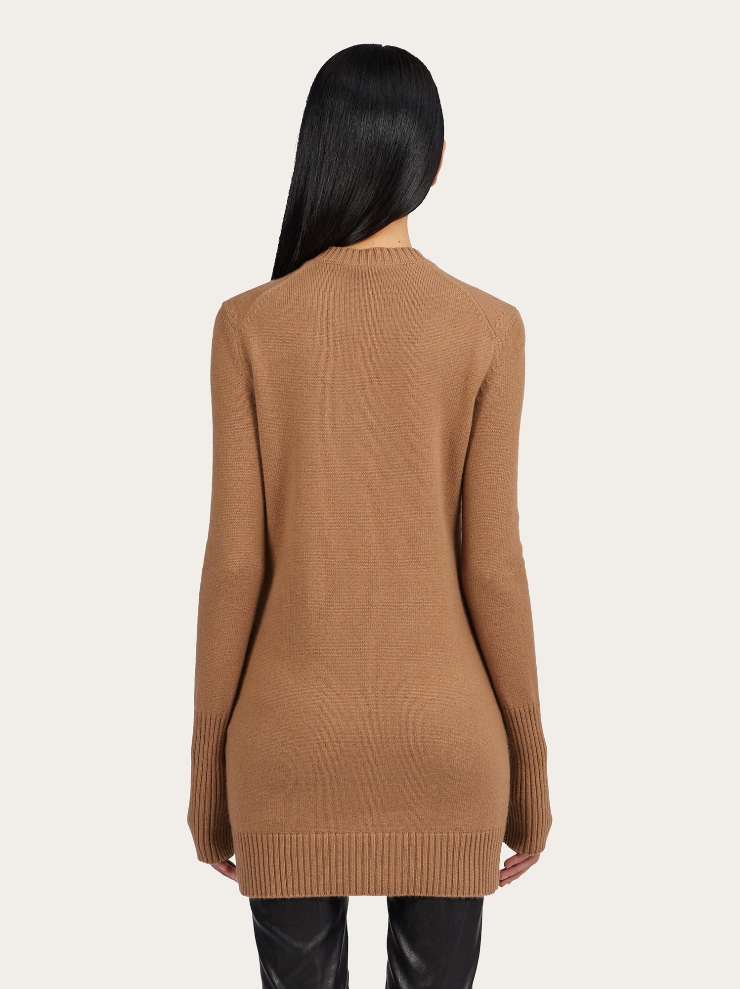 Shop Ferragamo Crewneck Mini Dress In Brown