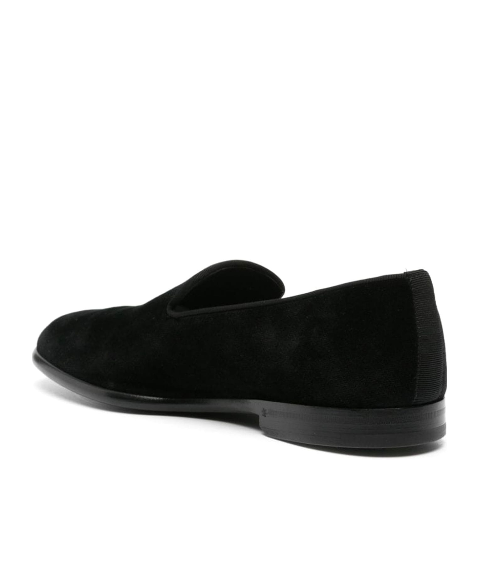 Dolce & Gabbana Black Dg Crown Embroidery Loafers Slip On Shoes