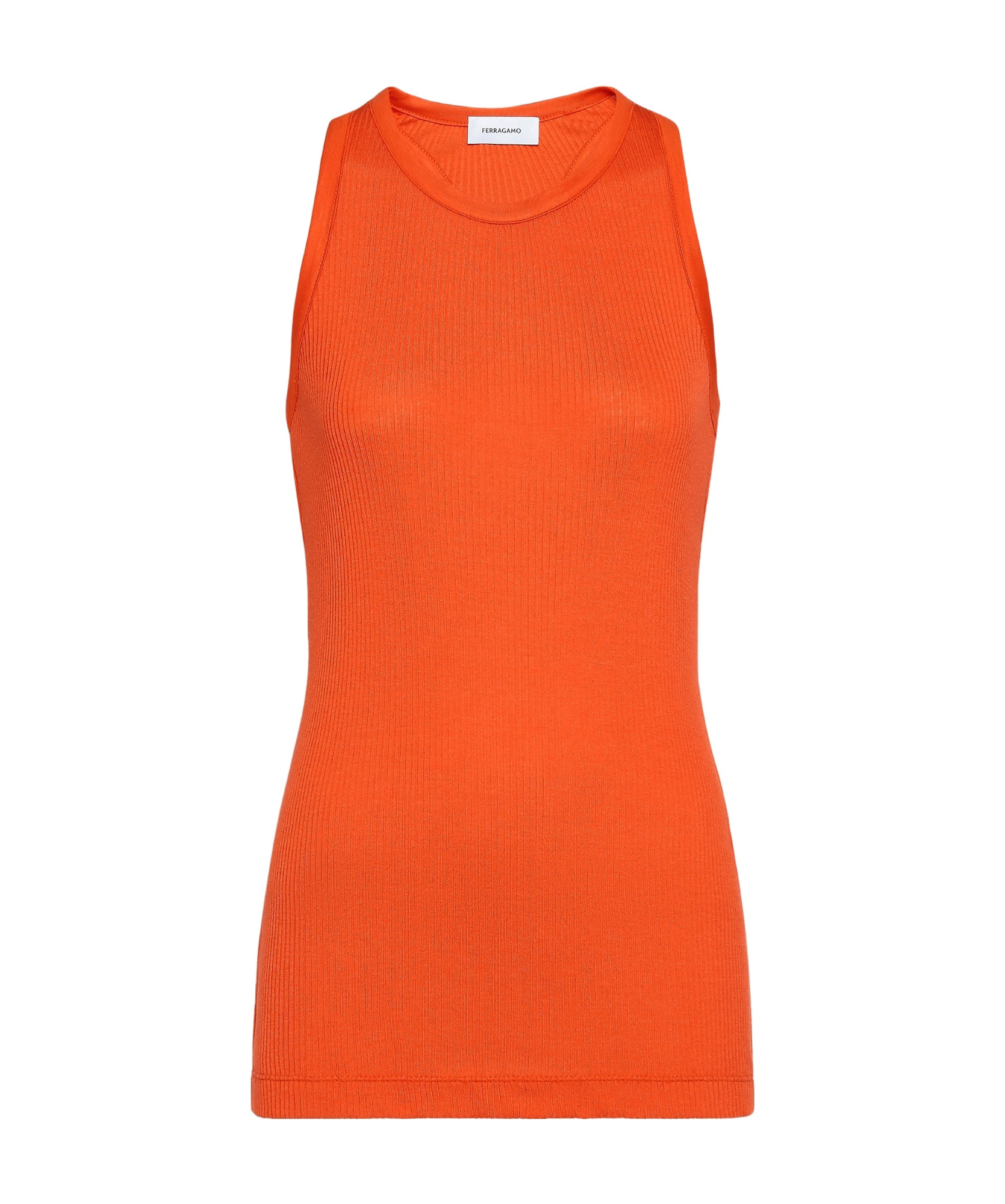 Shop Ferragamo Rib Knitted Vest In Orange