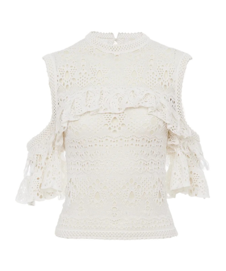 Chloé Women's Crochet Knit Top In White
