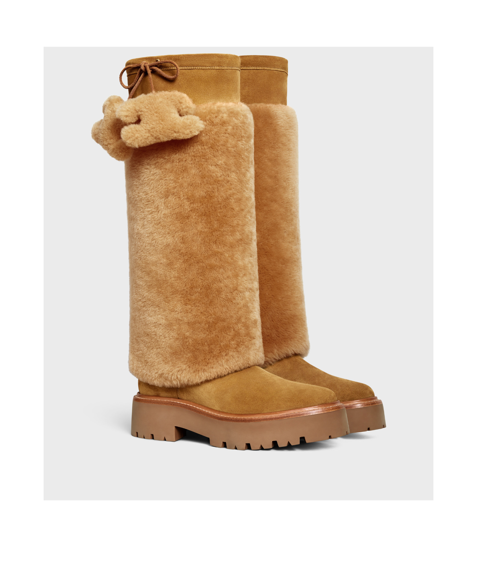 Celine Bulky Trimphe Round-head Boots In Brown