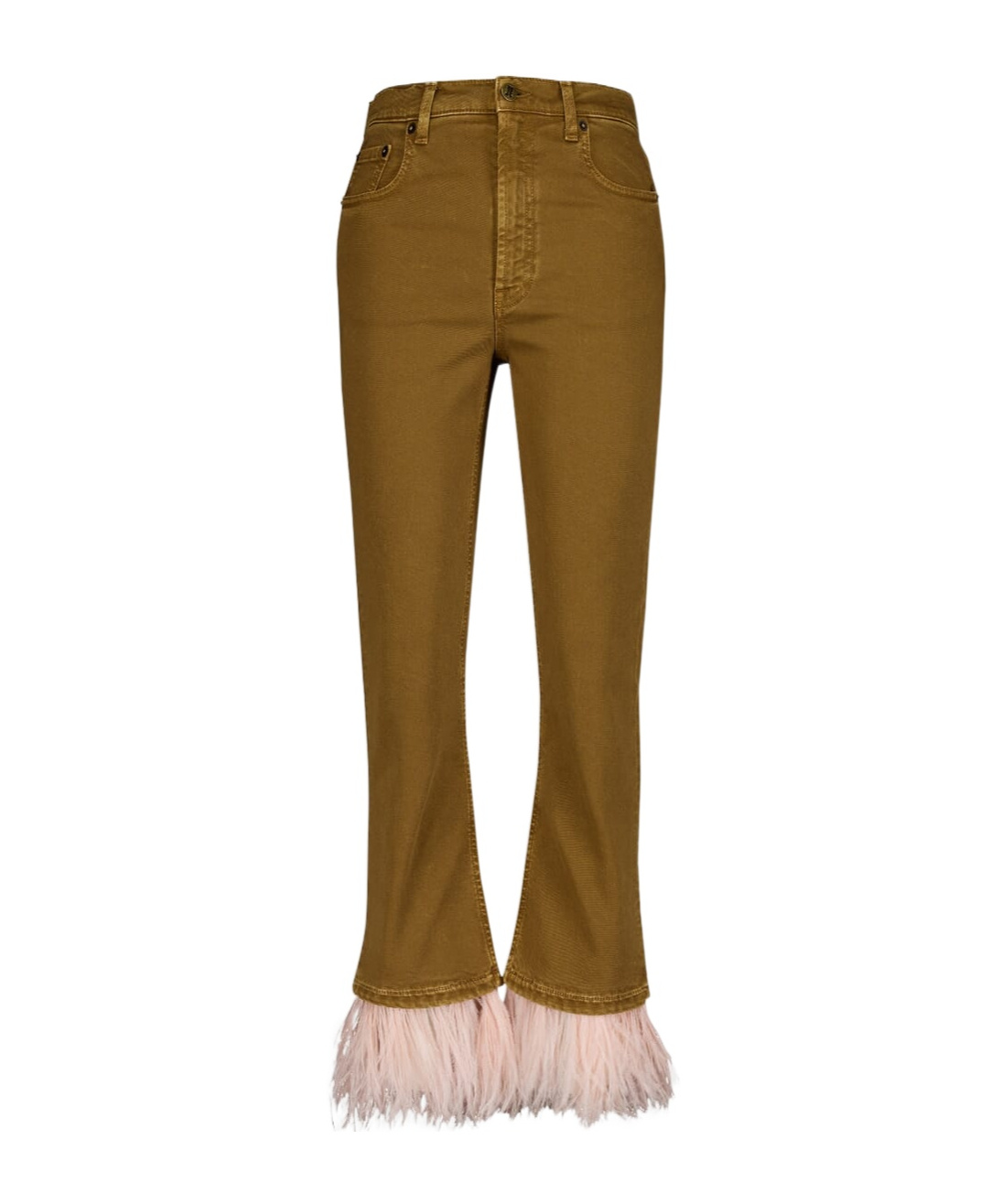 Shop La Doublej Feather Trimmed Casual Pants In Brown