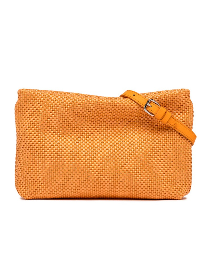 Gianni Chiarini Orange Woven Straw Clutch Bag In Orange