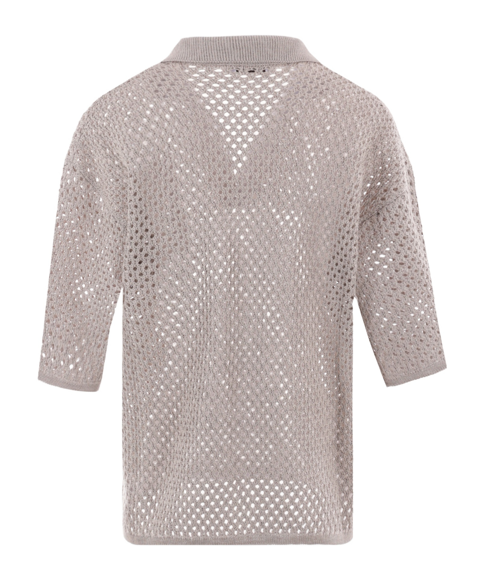 BRUNELLO CUCINELLI BRUNELLO CUCINELLI OPEN-KNITTED SHORT SLEEVED POLO JUMPER