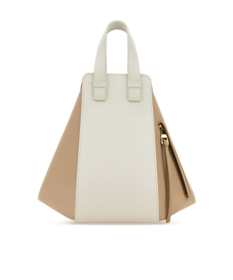 Loewe Hammock Two-tone Zip Tote Bag In White