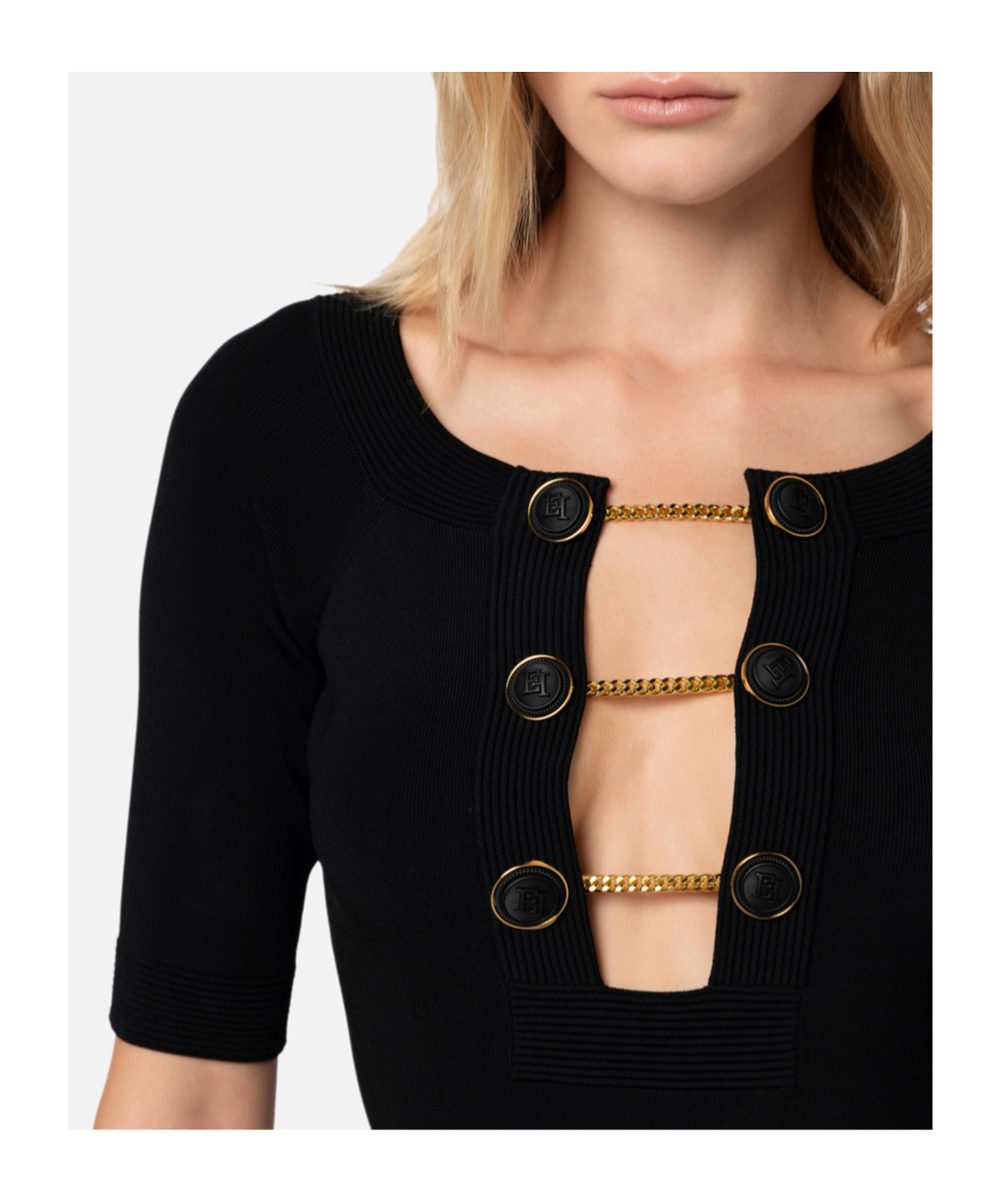 Shop Elisabetta Franchi Decorative-buttons Minidress In Black