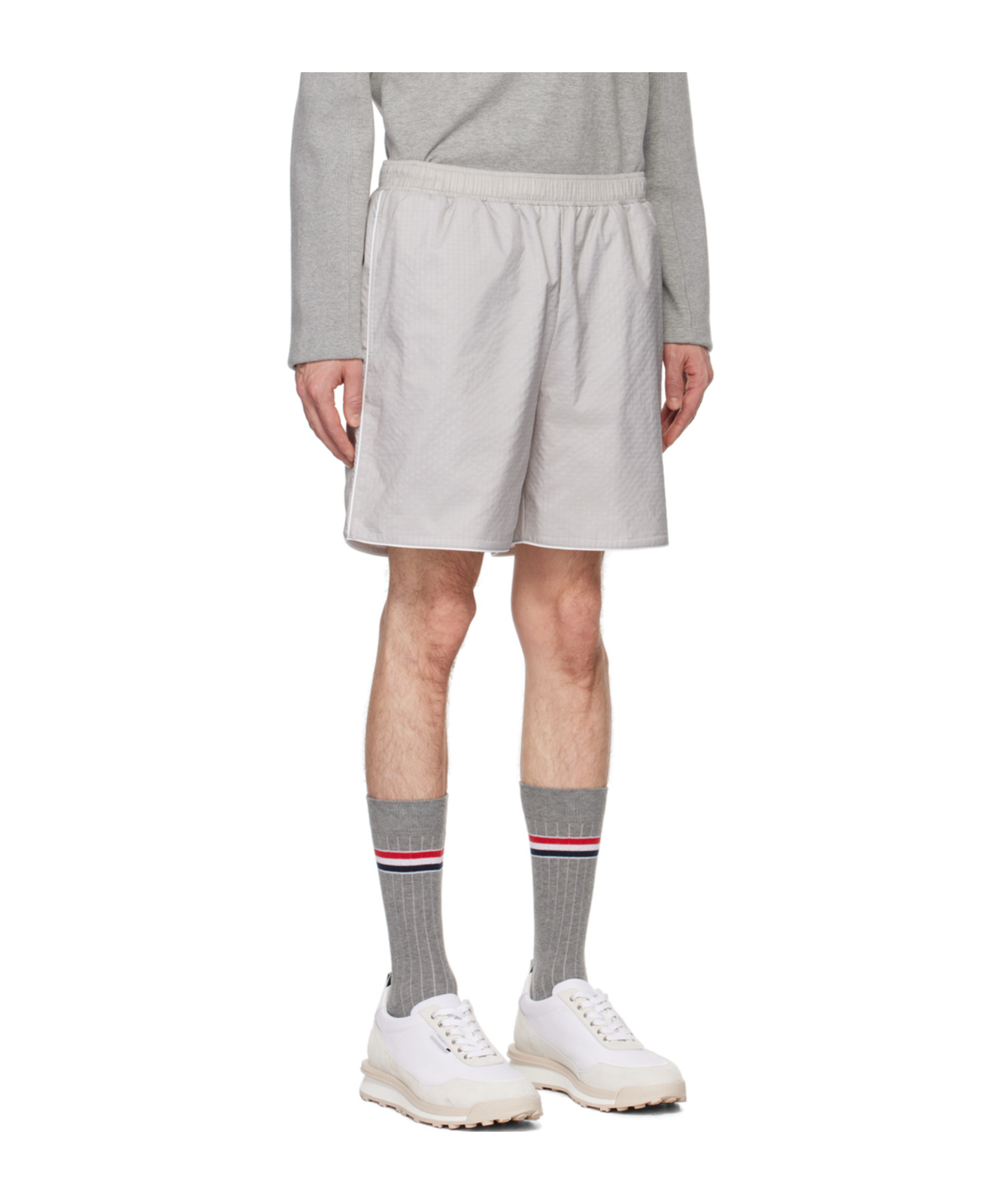 Thom Browne Gray Piping Shorts In Gray