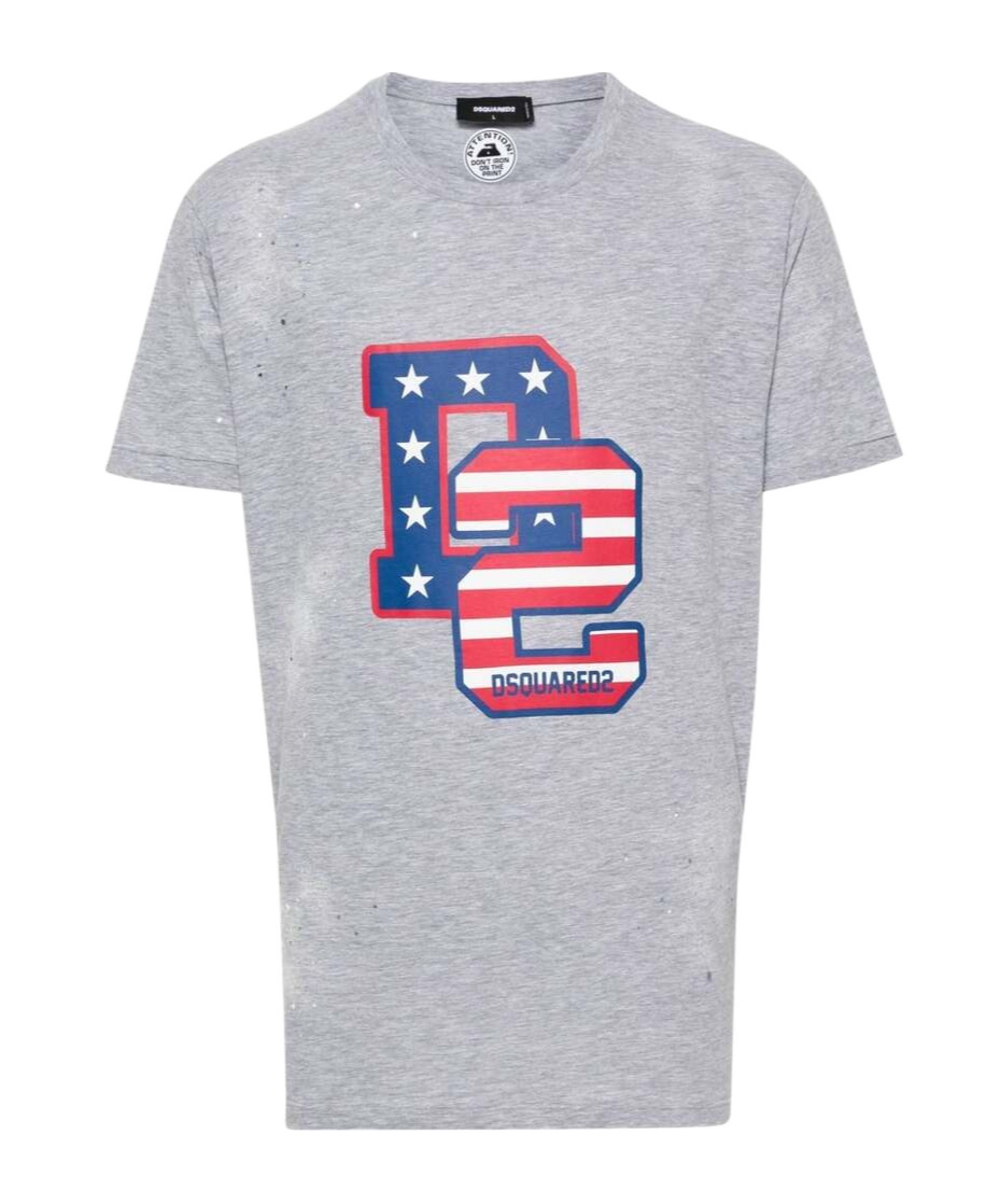 Dsquared2 Logo-print Distressed T-shirt In Gray