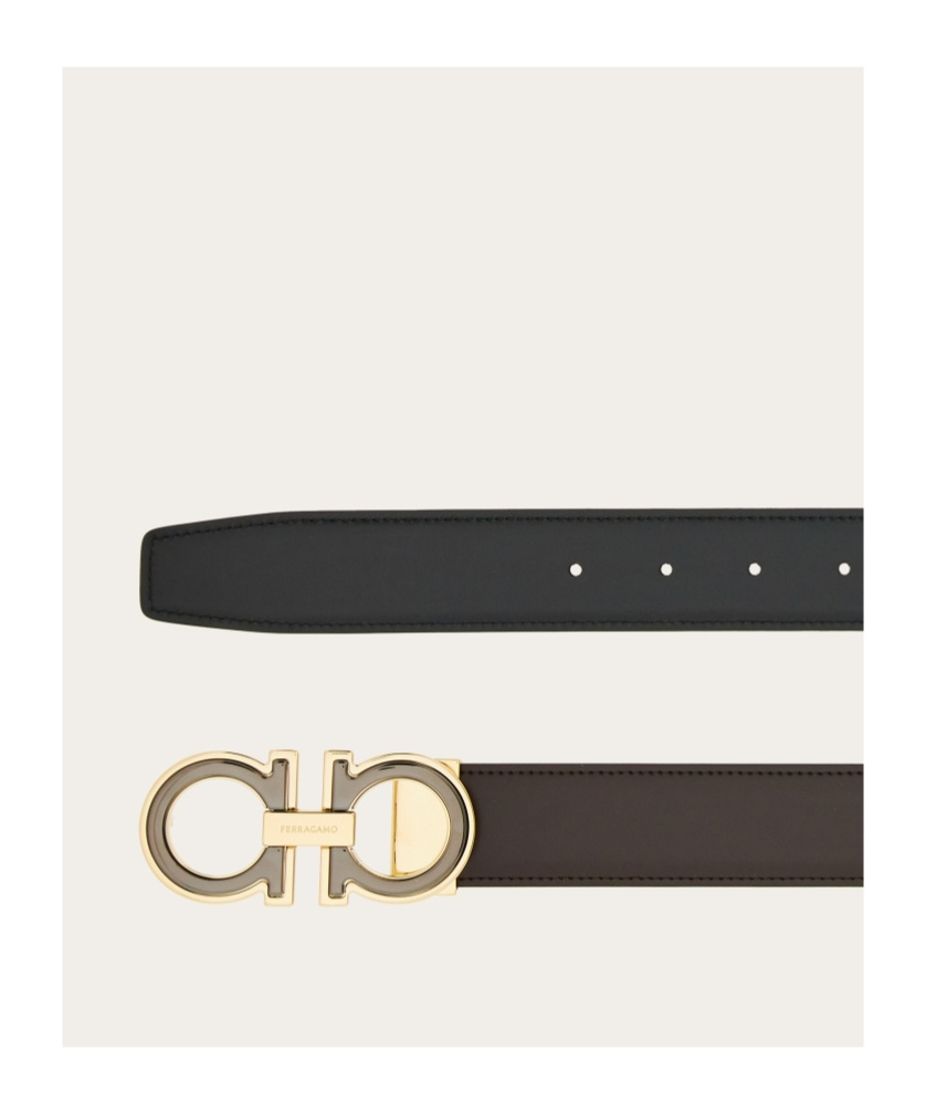 Ferragamo Salvatore Reversible Gancini Buckled Belt In Black