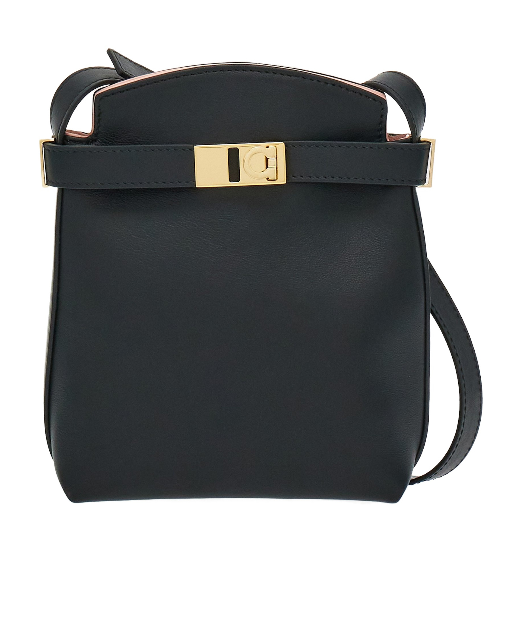 Ferragamo Buckle Shoulder Bag In Black