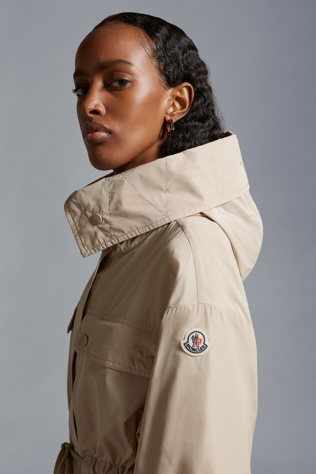 Shop Moncler Mantio Parka Coat In Nude