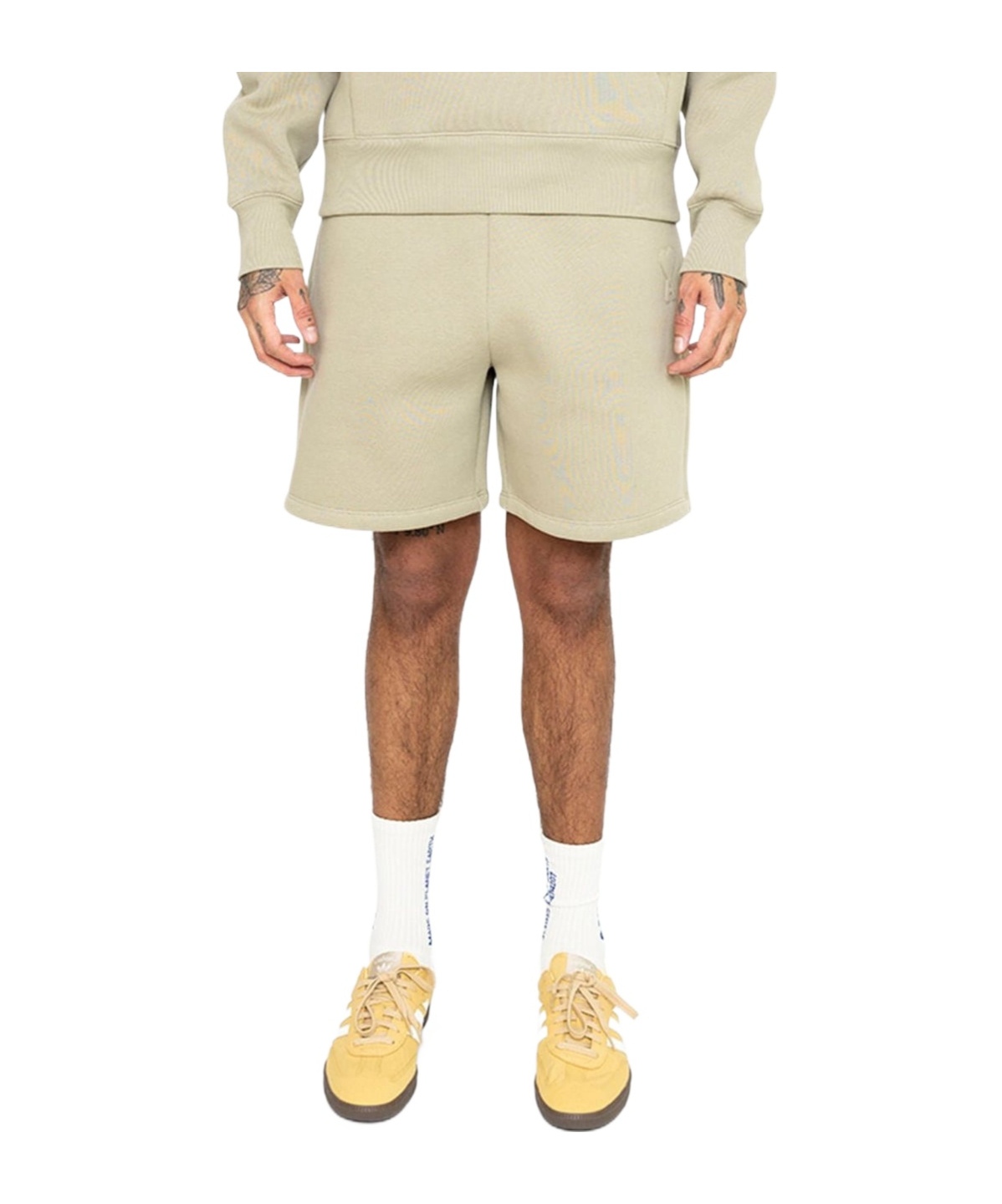 Ami Alexandre Mattiussi Logo Embroidered Drawstring Knitted Shorts In Gray
