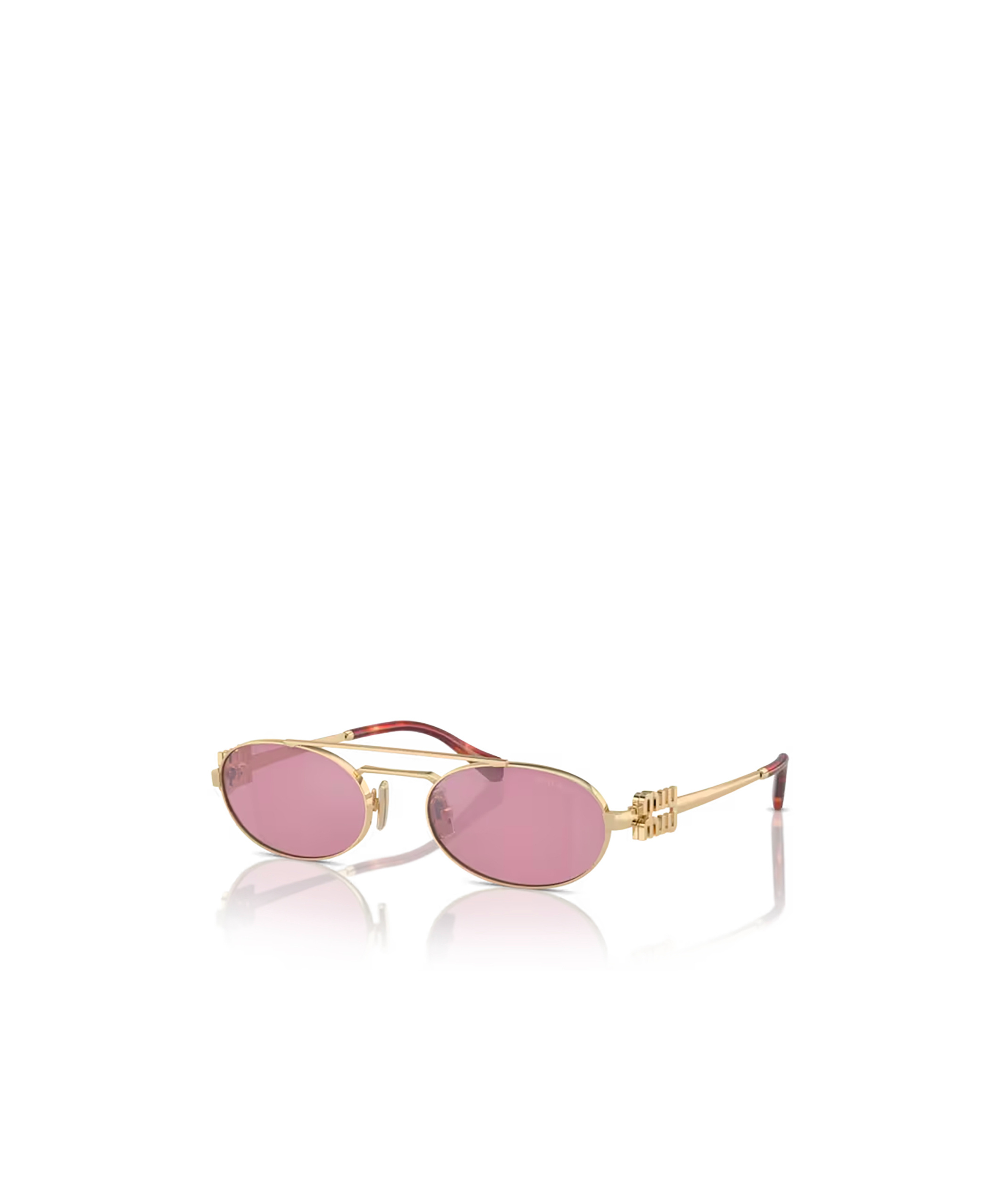 Miu Miu Logo-lettering Oval-frame Sunglasses In Pink