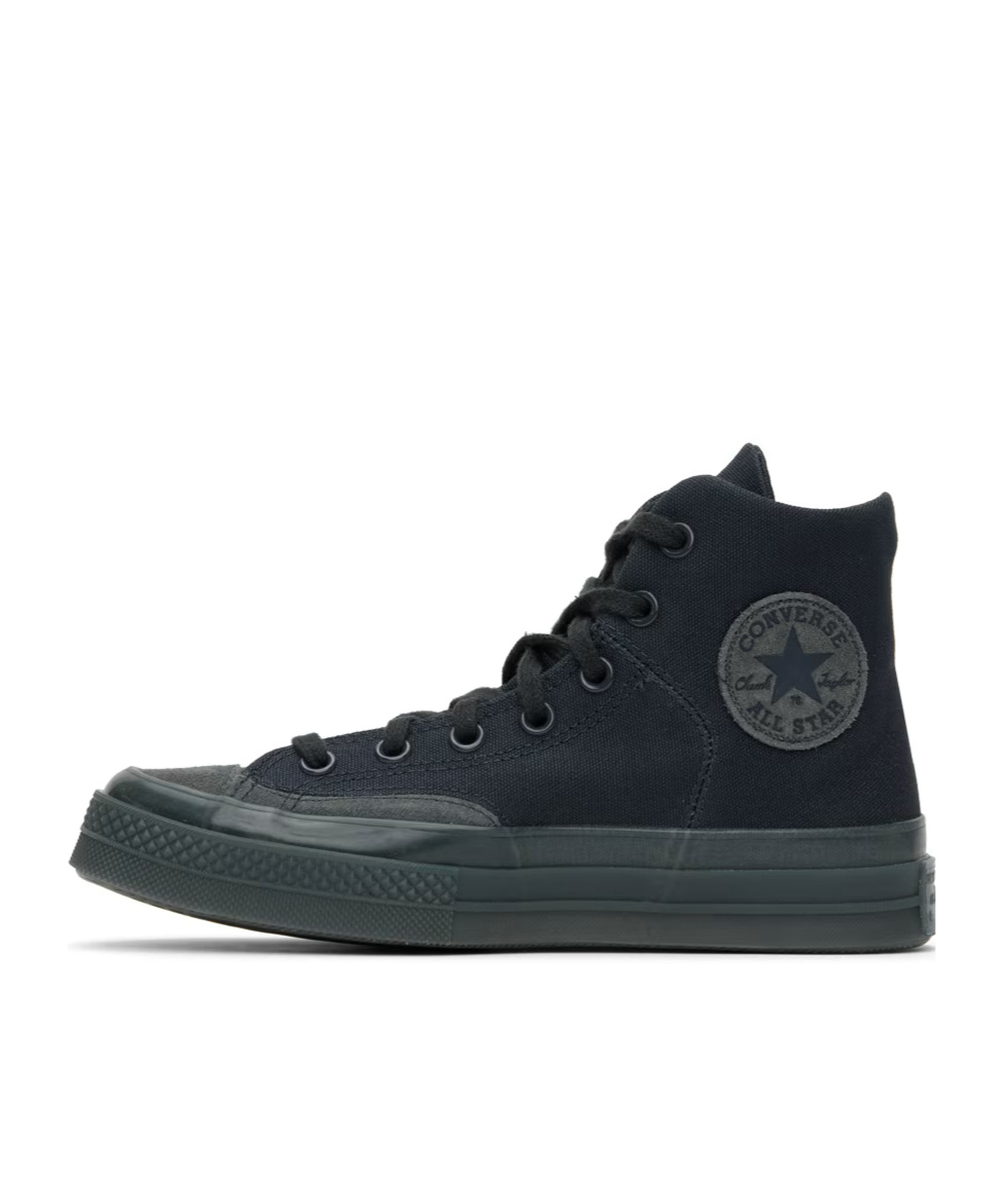 Converse Logo Patch High Upper Board Shoes In Black