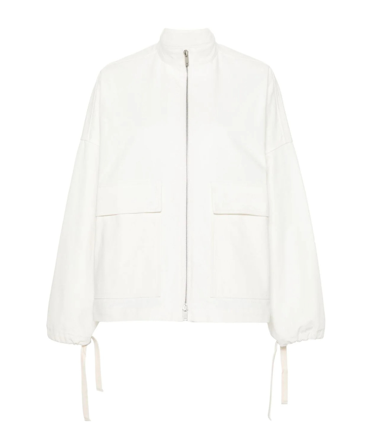Jil Sander Logo-patch Canvas Cargo Jacket In White