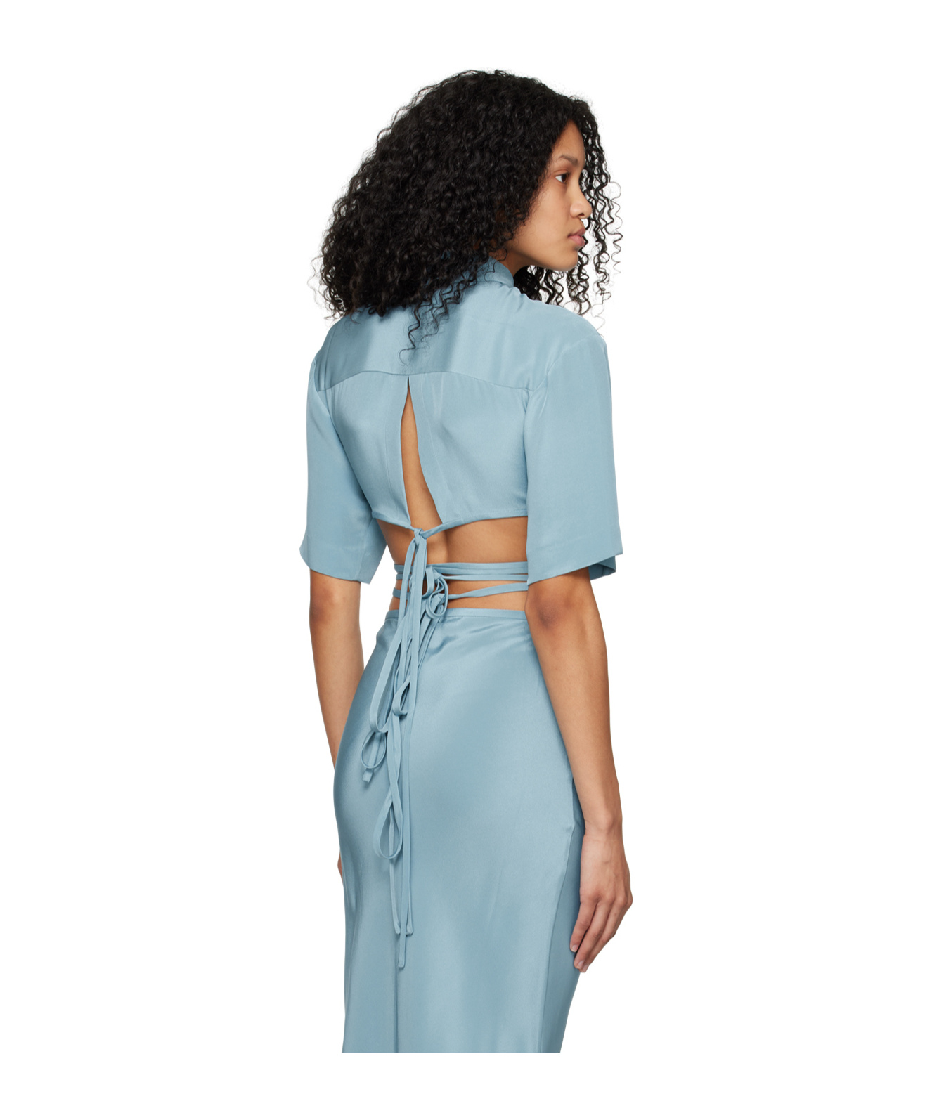 Christopher Esber Blue Crop Tie Shirt In Blue