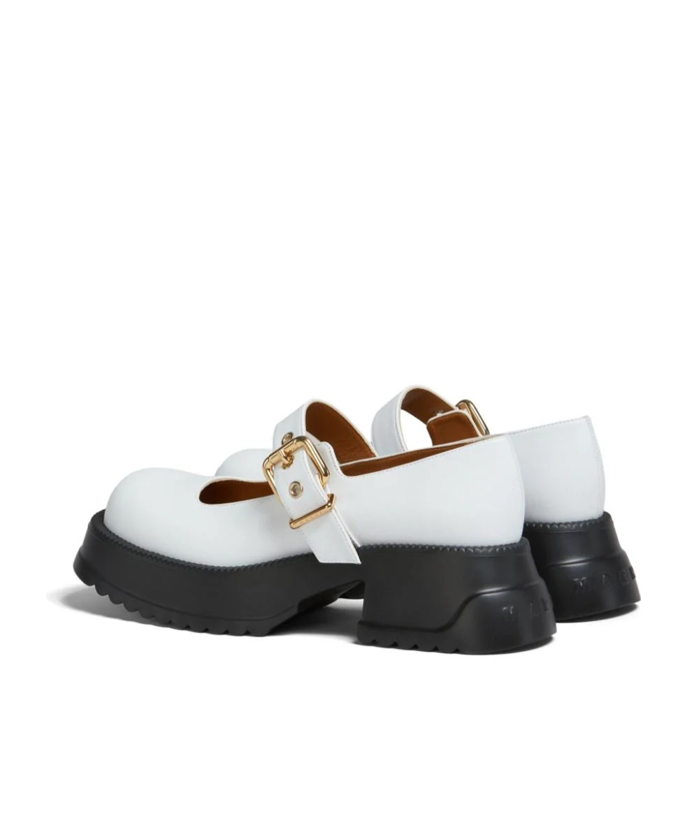 Marni 20mm Mary Jane Leather Shoes In White