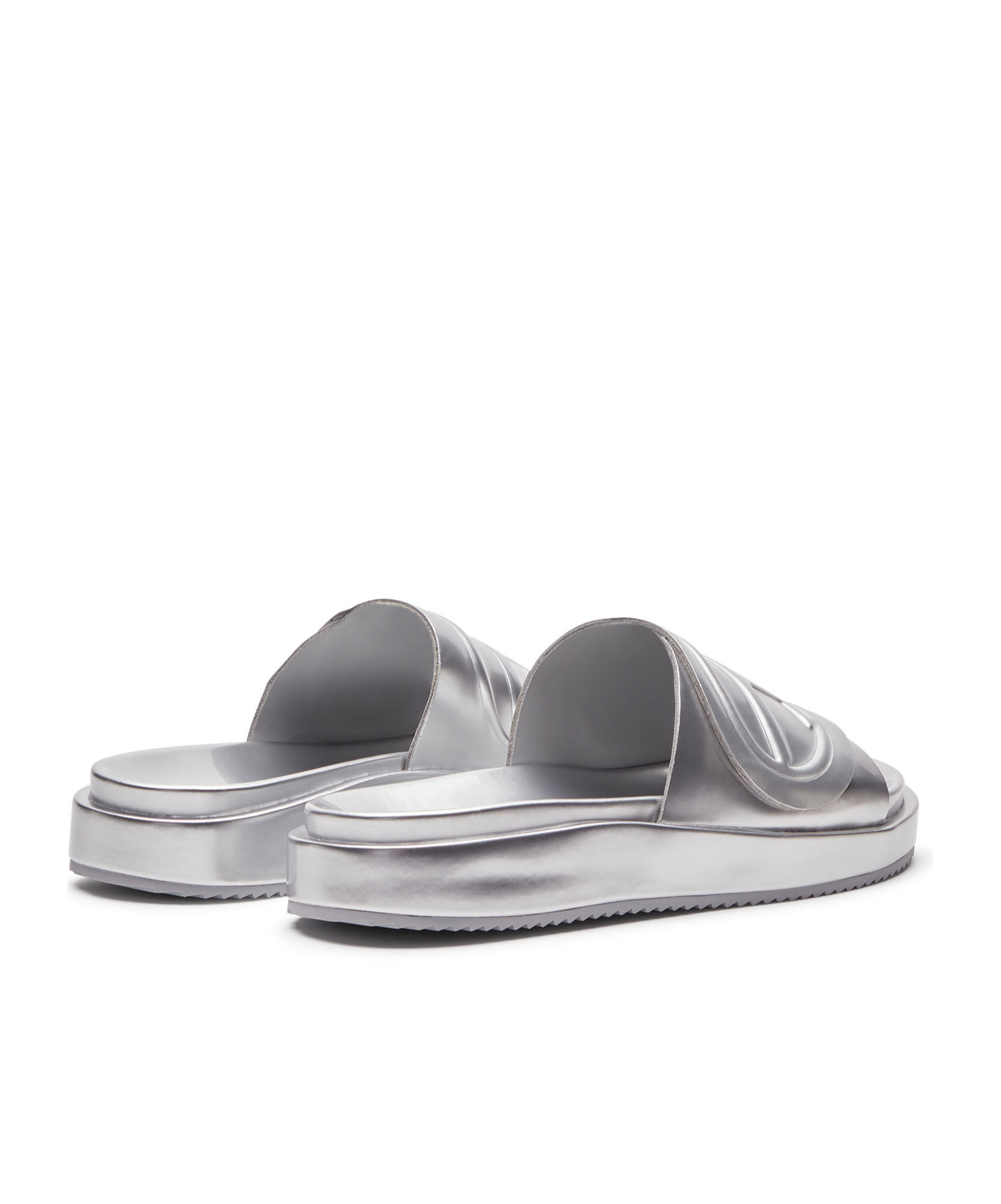 Diesel Oval D Slide Sandal In Gray