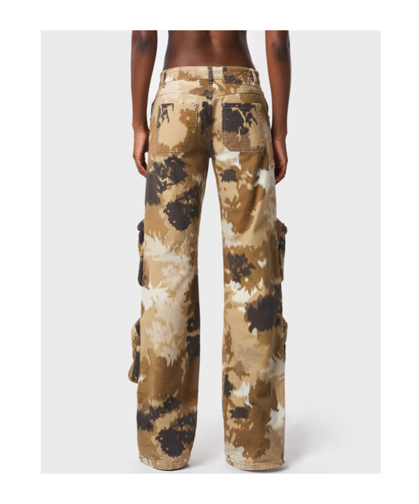 Blumarine Multicolor Cargo Pants With Camouflage Motif In Stretch Cotton Woman In Green