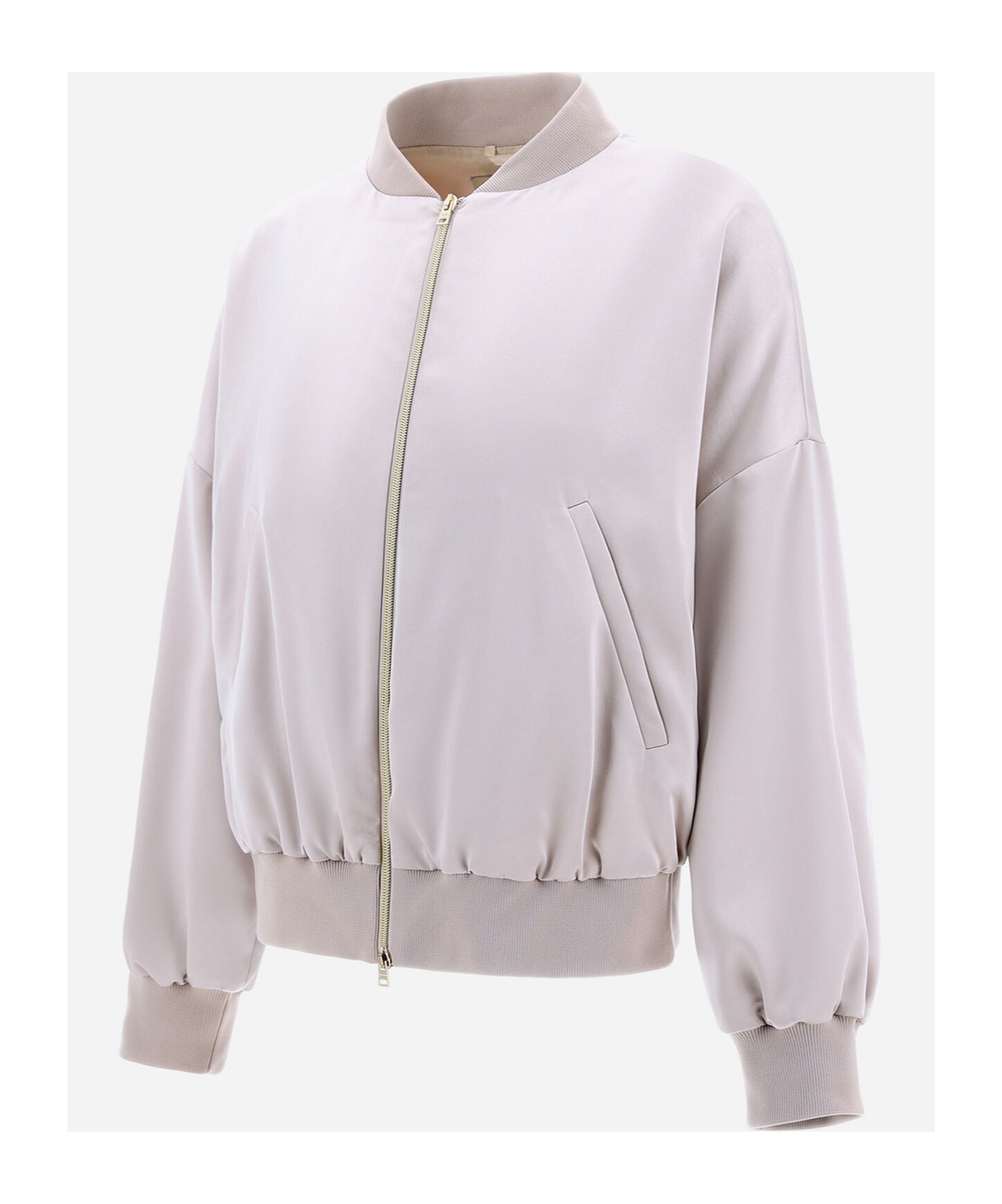 Herno Luxury Satin Bomber Jacket In White