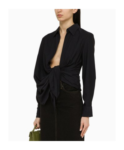 Jacquemus Bahia Twisted Long-sleeved Shirt In Black