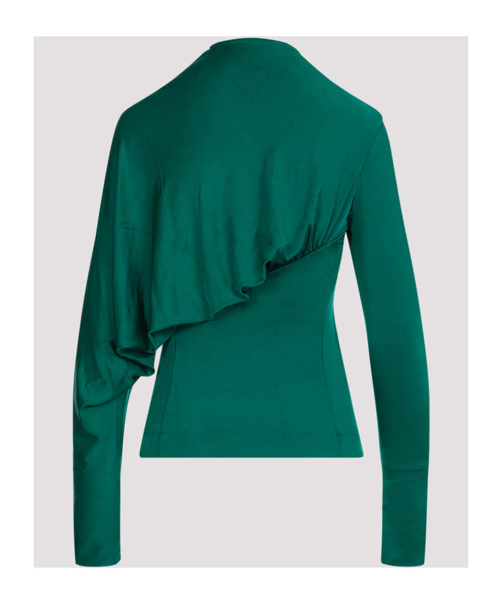 Victoria Beckham Draped Detail Asymmetric Button Sweater In Green