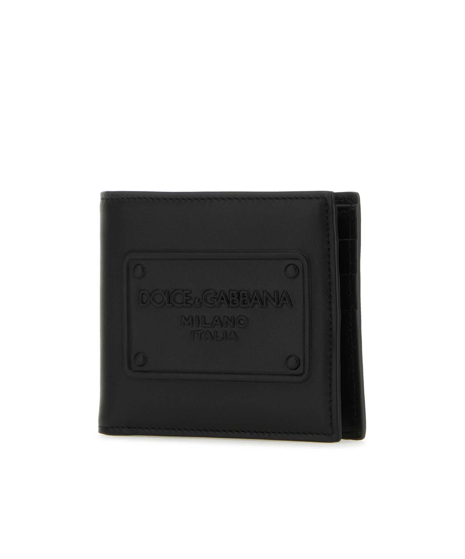 Dolce & Gabbana Small Zip-around Wallet In Calfskin With Raised Logo In Black