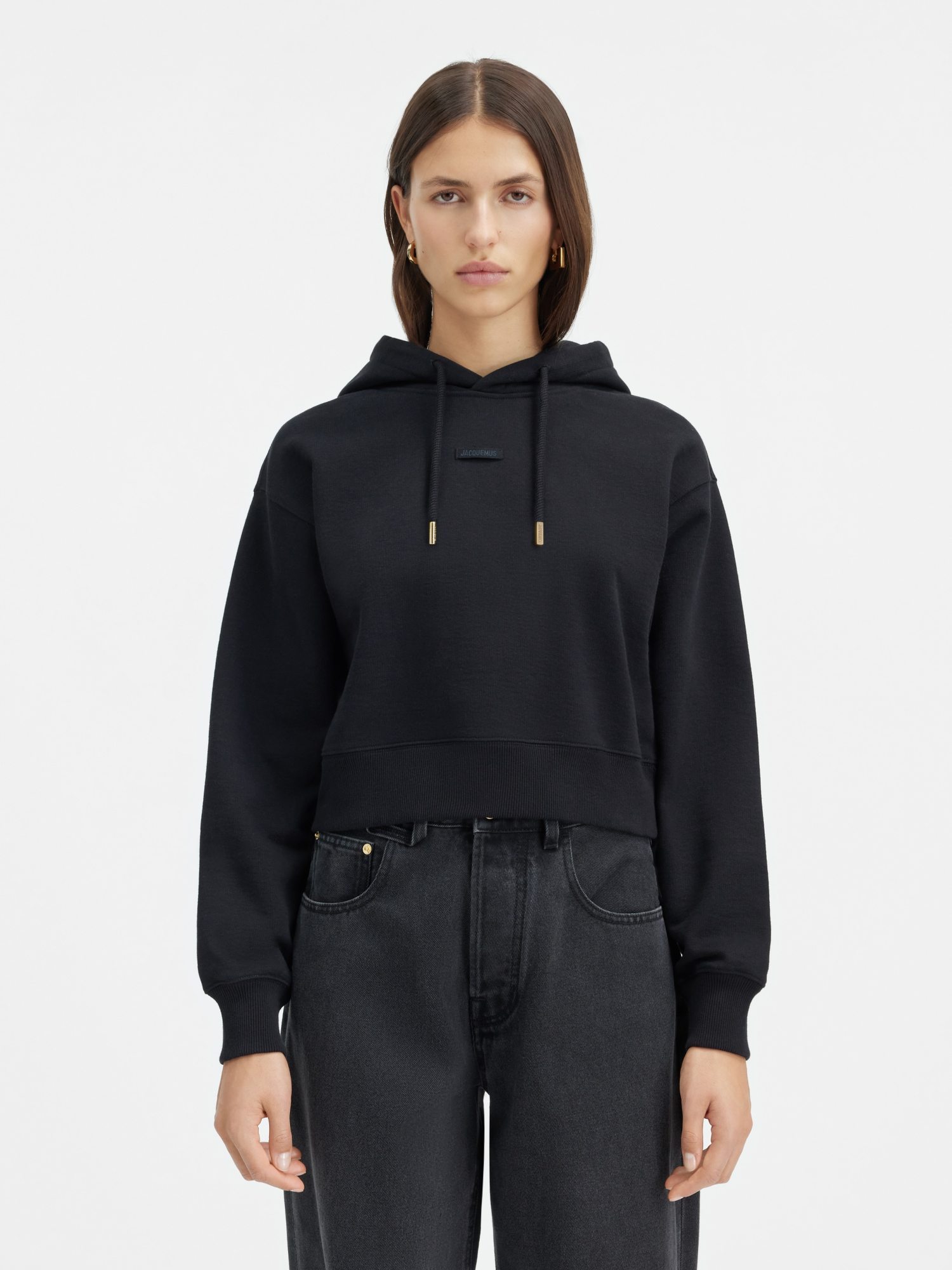 Jacquemus The Gros Grain Drawstring-hood Sweatshirt In Black