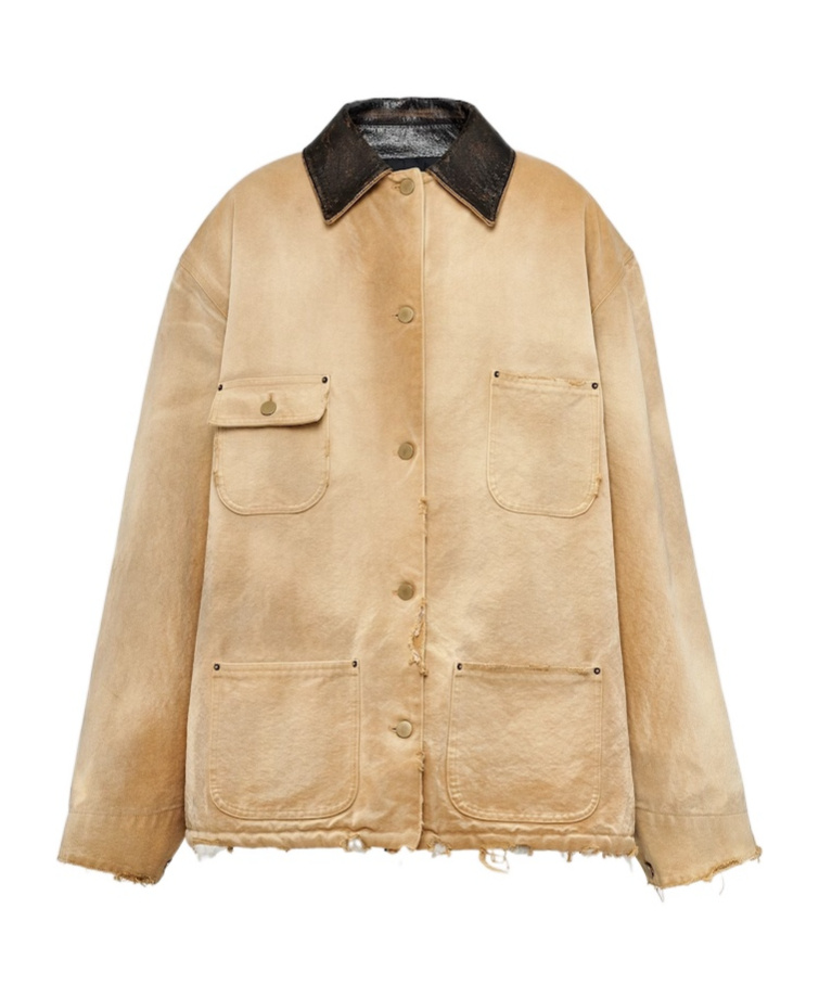 Shop Prada Canvas Jacket In Beige
