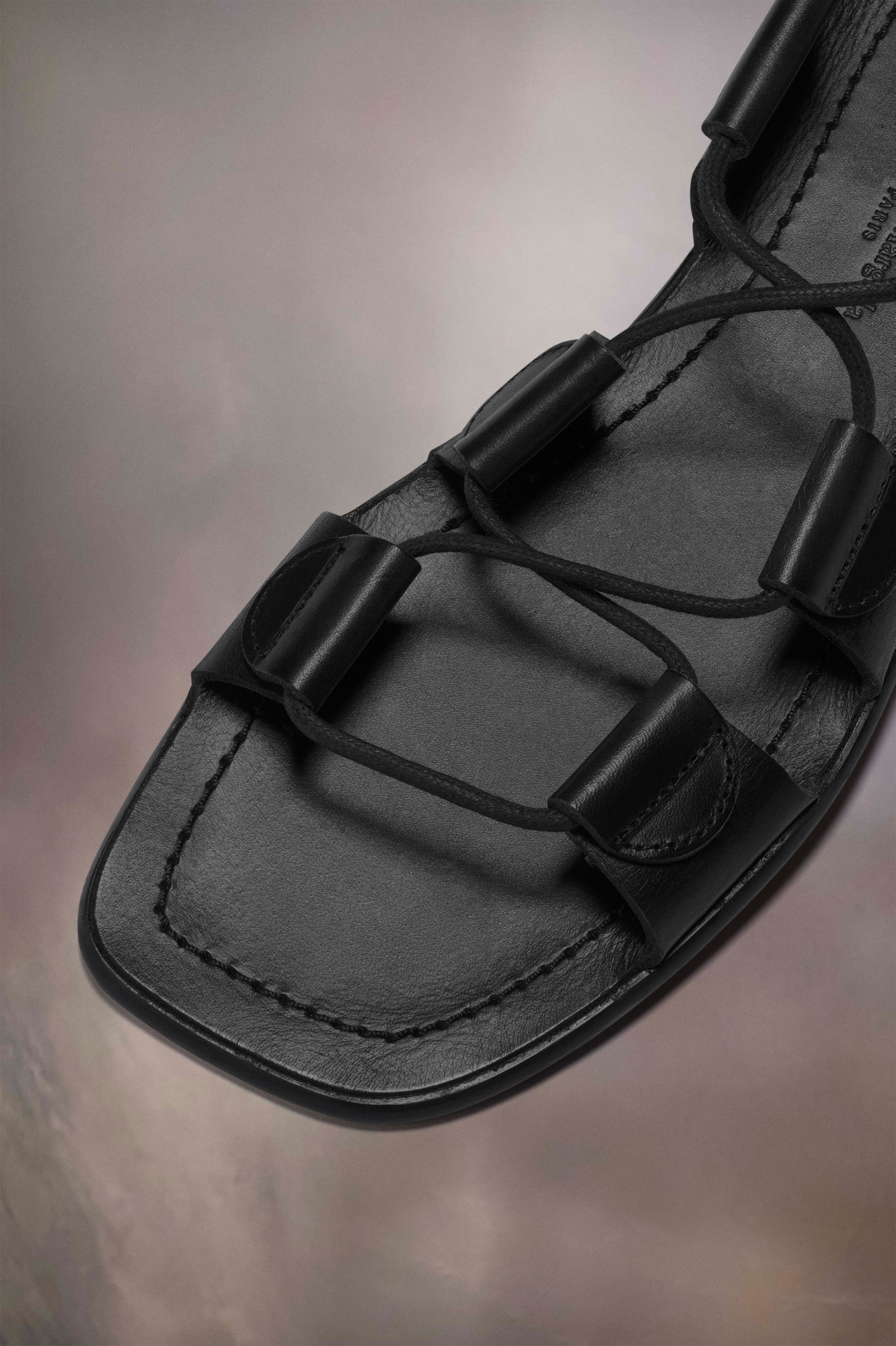 Maison Margiela Laced Leather Sandals In Black