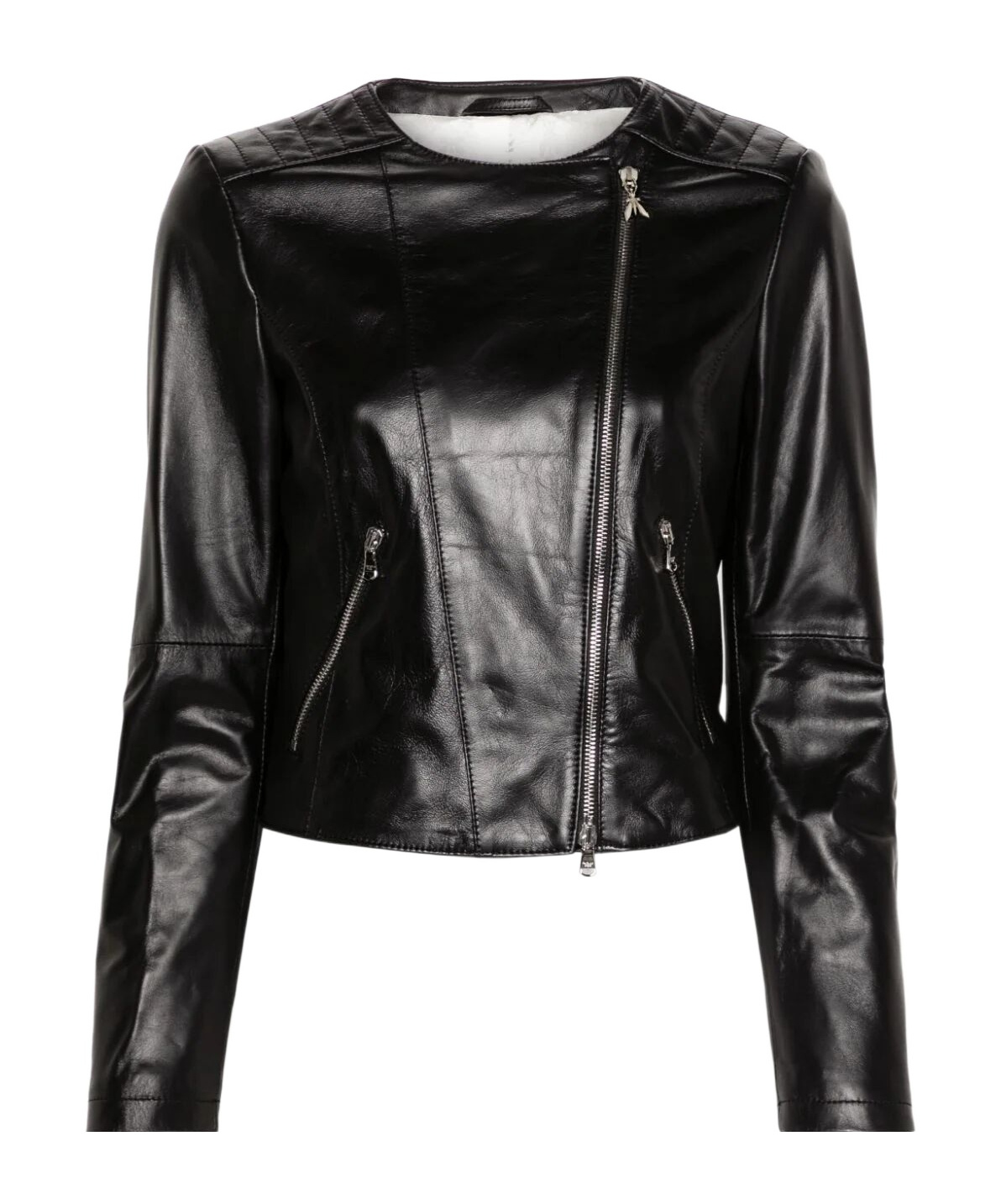 Patrizia Pepe Asymmetric Zip Jacket In Black